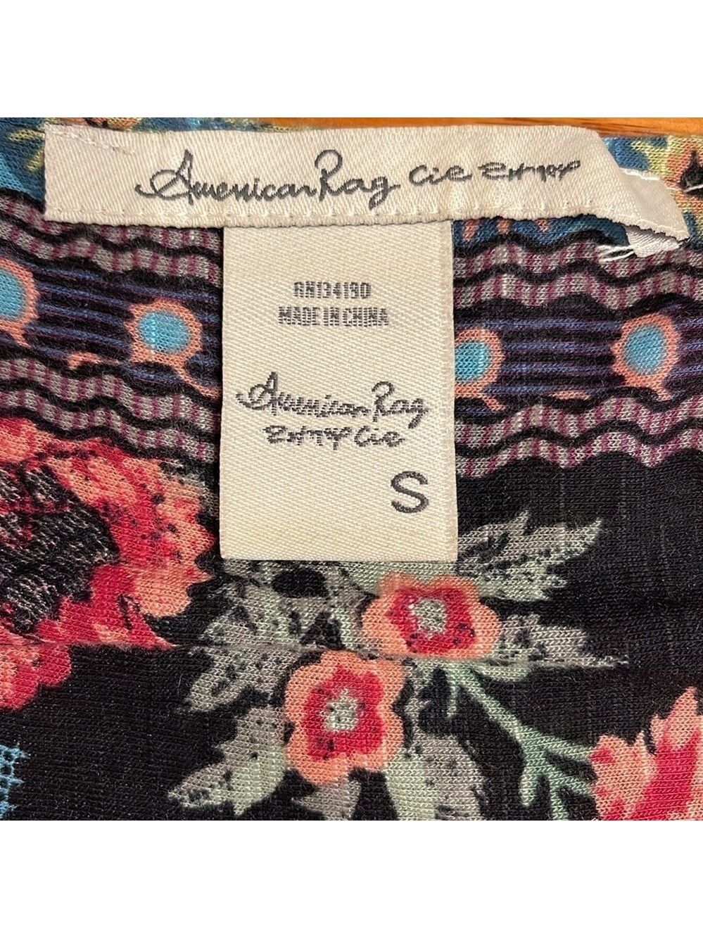 American Rag Boho Floral Peasant Tunic Top Black Long Sleeve Women’s S - Picture 5 of 6
